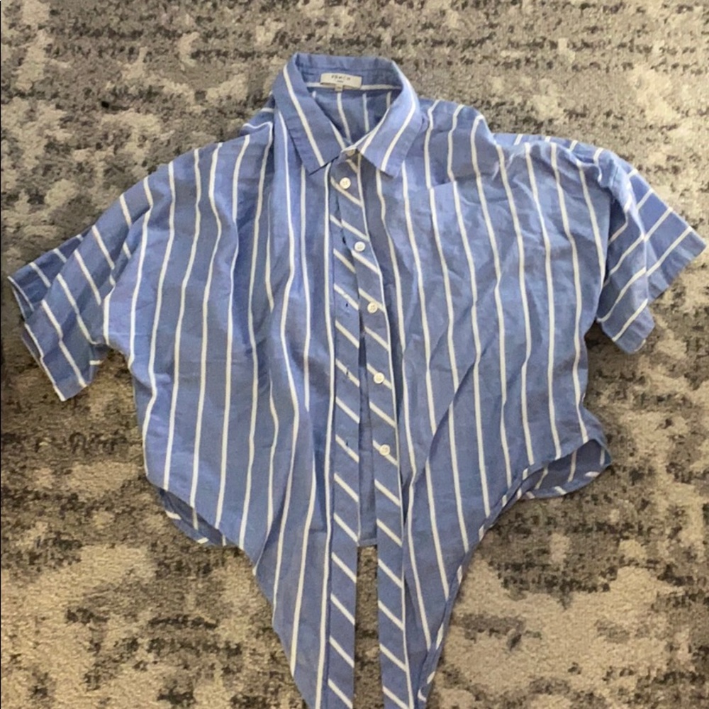 BLUE & WHITE STRIP SHORT SLEEVE SHIRT